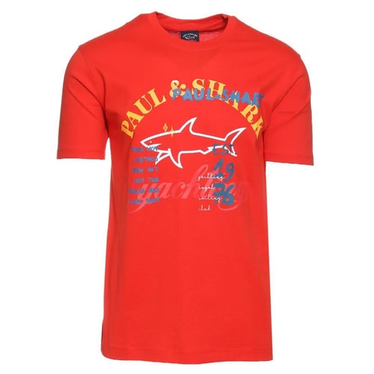 Paul Shark Paul Shark Erkek Bisiklet Yaka Baskılı Rahat Kırmızı T-Shirt 22411002-176
