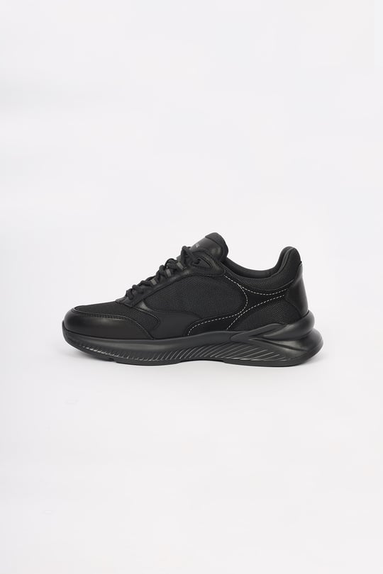 Paul Shark Paul Shark Erkek Deri ve File Detaylı Nefes Alabilen Düşük Bilekli Siyah Sneaker 16318020-011
