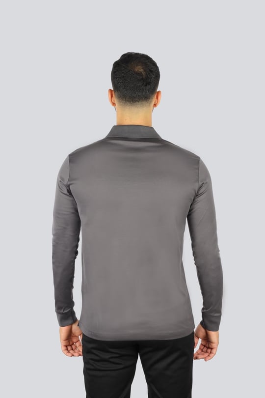 Paul Shark Paul Shark Erkek Düğme Kapama Uzun Kol Polo Yaka Reqgular Fit Gri Polo Yaka T-Shirt 15311727-94D