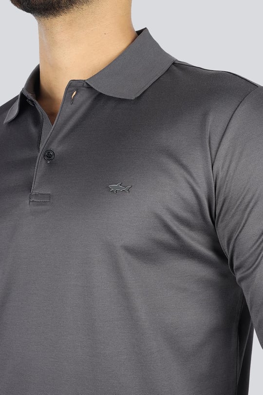 Paul Shark Paul Shark Erkek Düğme Kapama Uzun Kol Polo Yaka Reqgular Fit Gri Polo Yaka T-Shirt 15311727-94D