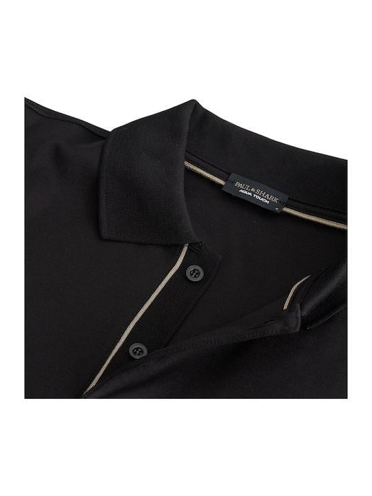 Paul Shark Paul Shark Erkek Düğme Kapama Uzun Kol Polo Yaka Reqgular Fit Siyah-Altın Polo Yaka T-Shirt 15311727-11G