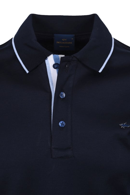 Paul Shark Paul Shark Erkek Düğme Kapama Kısa Kol %100 Pamuk Lacivert Polo Yaka T-Shirt 26411214SMA-013