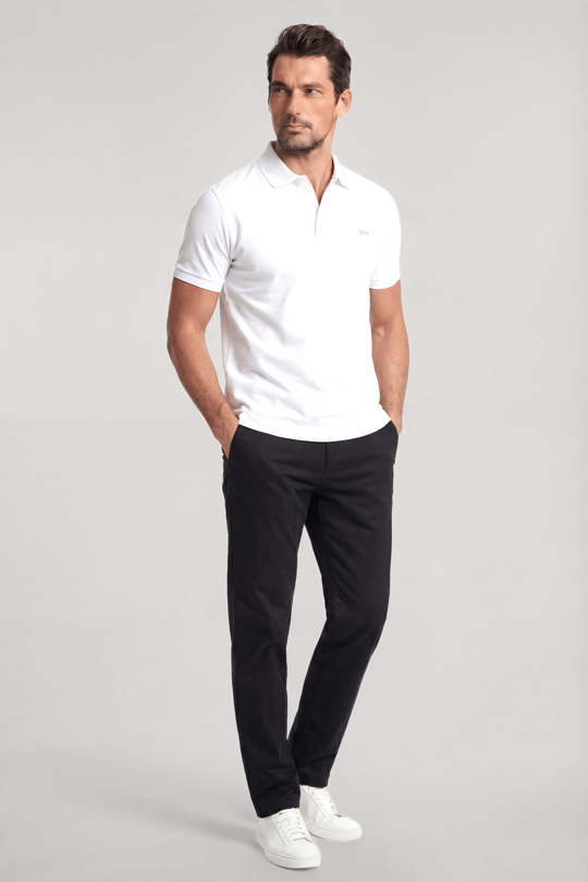 Paul Shark Paul Shark Erkek Düğme Kapama Kısa Kol %100 Pamuk Beyaz Polo Yaka T-Shirt 26411273-010