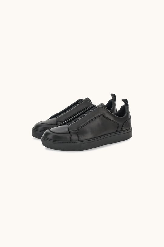 Paul Shark Paul Shark Erkek Hakiki Deri Yanları Lastikli Logo Kabartmalı Siyah Sneaker 16318013-011