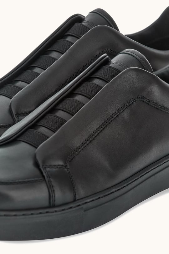 Paul Shark Paul Shark Erkek Hakiki Deri Yanları Lastikli Logo Kabartmalı Siyah Sneaker 16318013-011
