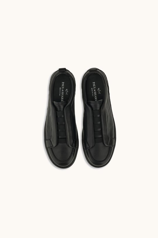 Paul Shark Paul Shark Erkek Hakiki Deri Yanları Lastikli Logo Kabartmalı Siyah Sneaker 16318013-011