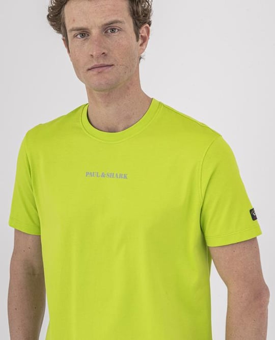 Paul Shark Paul Shark Erkek Logo Baskılı Bisiklet Yaka Normal Kesim Yeşil1 T-Shirt 22411044-136