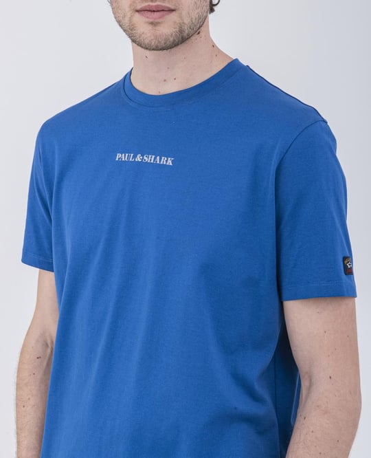 Paul Shark Paul Shark Erkek Logo Baskılı Bisiklet Yaka Normal Kesim Mavi T-Shirt 22411044-051