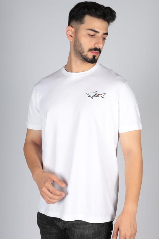 Paul Shark Paul Shark Erkek Logolu Basic Regular Fit Kısa Kollu Beyaz T-Shirt 23411086-010