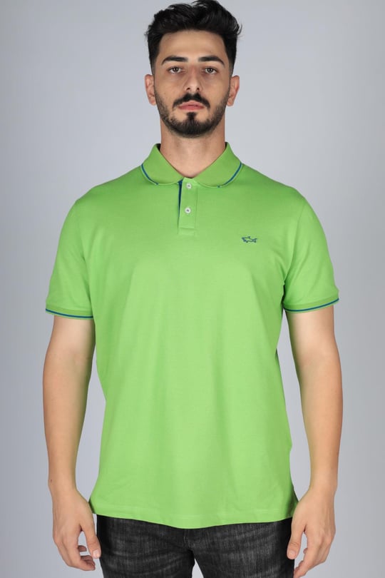 Paul Shark Paul Shark Erkek Logolu Basic Regular Fit Kısa Kollu Yeşil Polo Yaka T-Shirt 22411254-197
