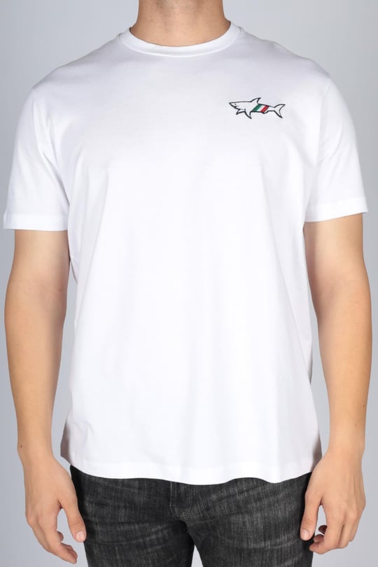 Paul Shark Paul Shark Erkek Logolu Basic Regular Fit Kısa Kollu Beyaz T-Shirt 23411086-010