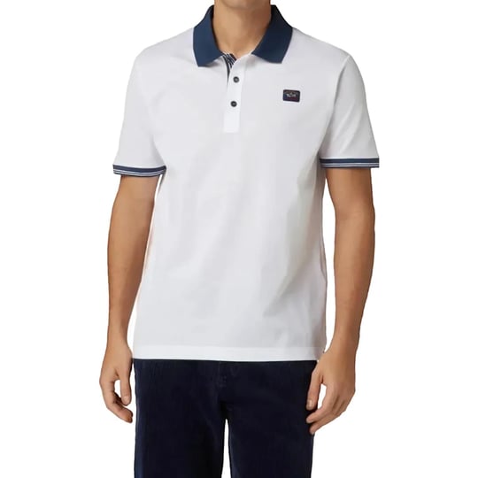 Paul Shark Paul Shark Erkek Logolu Basic Regular Fit Kısa Kollu Beyaz Polo Yaka T-Shirt 23411226-010
