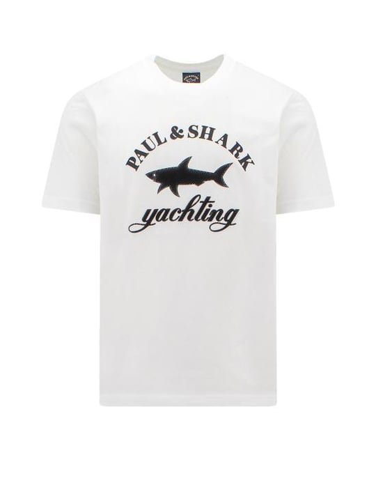Paul Shark Paul Shark Erkek Logolu Basic Regular Fit Kısa Kollu Beyaz T-Shirt 23411193A-010