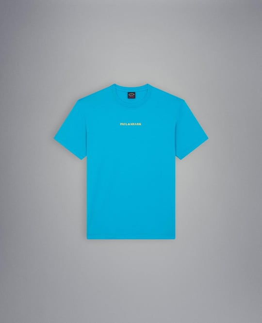 Paul Shark Paul Shark Erkek Logolu Basic Regular Fit Kısa Kollu Turkuaz T-Shirt 23411014-750
