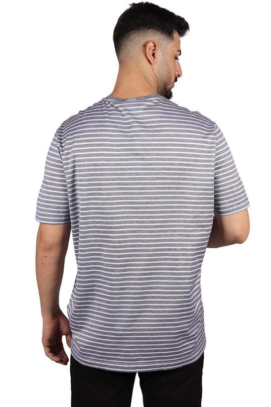 Paul Shark Paul Shark Erkek Logolu Basic Regular Fit Kısa Kollu Gri-Beyaz T-Shirt 23411042-434