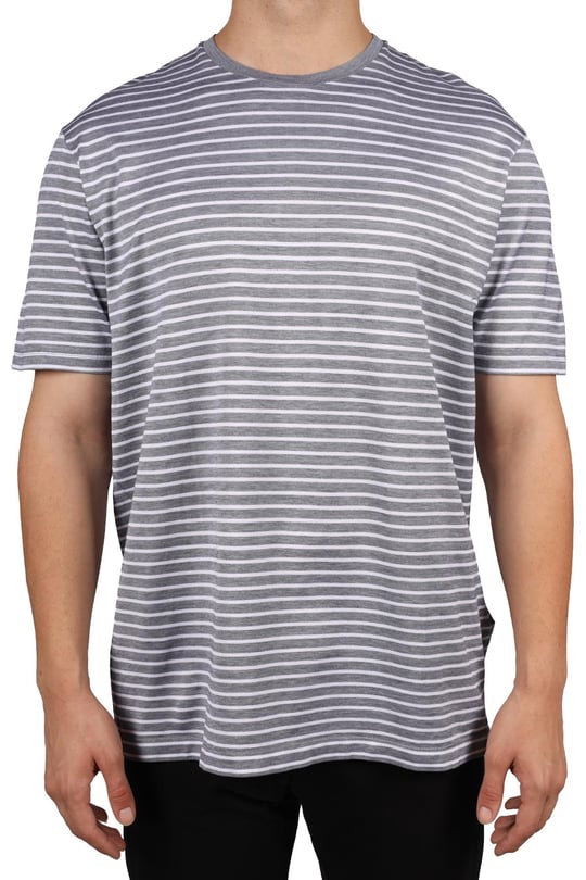 Paul Shark Paul Shark Erkek Logolu Basic Regular Fit Kısa Kollu Gri-Beyaz T-Shirt 23411042-434