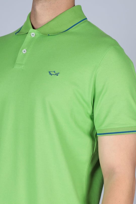 Paul Shark Paul Shark Erkek Logolu Basic Regular Fit Kısa Kollu Yeşil Polo Yaka T-Shirt 22411254-197