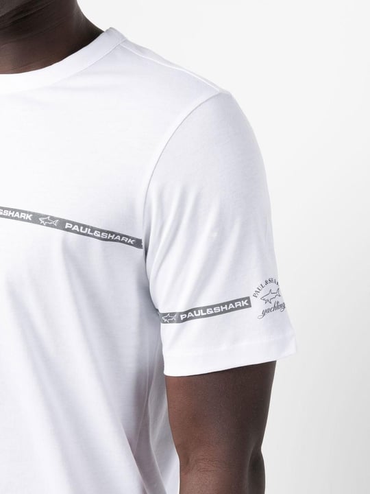 Paul Shark Paul Shark Erkek Logolu Basic Regular Fit Kısa Kollu Beyaz T-Shirt 23411033-010