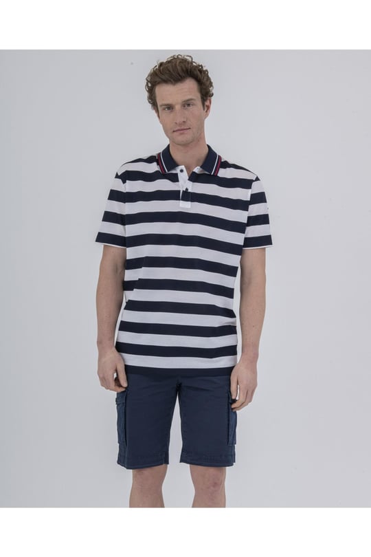 Paul Shark Paul Shark Erkek Marka Logolu Organik Pamuklu Kısa Kollu Beyaz Polo Yaka T-Shirt 22411331-417