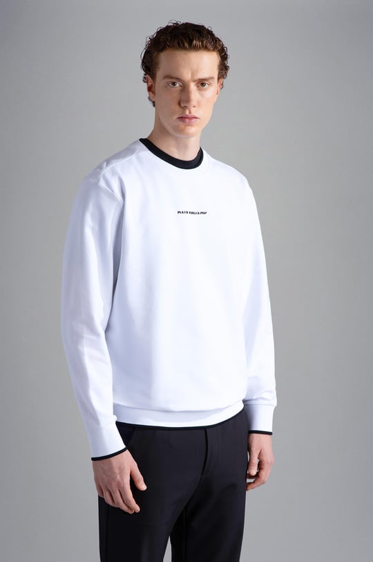 Paul Shark Paul Shark Erkek Marka Logolu Uzun Kollu Rahat Beyaz Sweatshirt 13311807-010