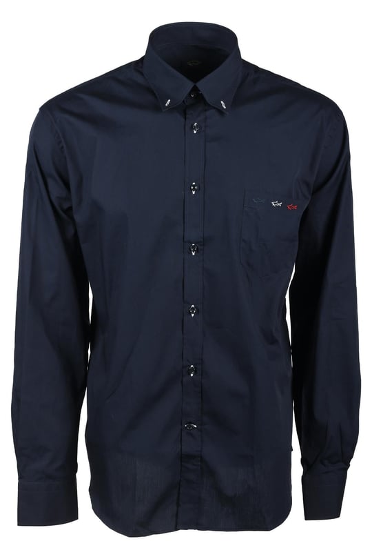 Paul Shark Paul Shark Erkek Marka Logo Detaylı Regular Fit Uzun Kollu Lacivert Gömlek I20P3161-050