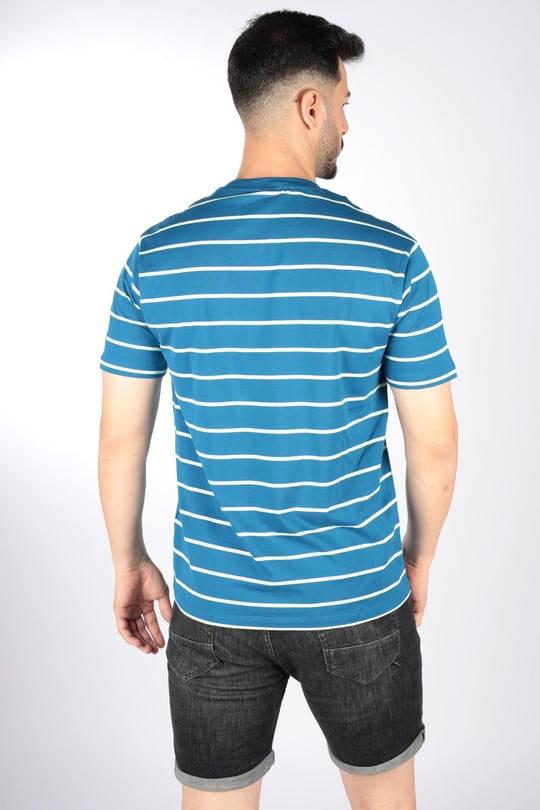 Paul Shark Paul Shark Erkek Marka Logo Detaylı Çizgili Regular Fit Kısa Kollu Mavi-Sarı T-Shirt 23411082-265