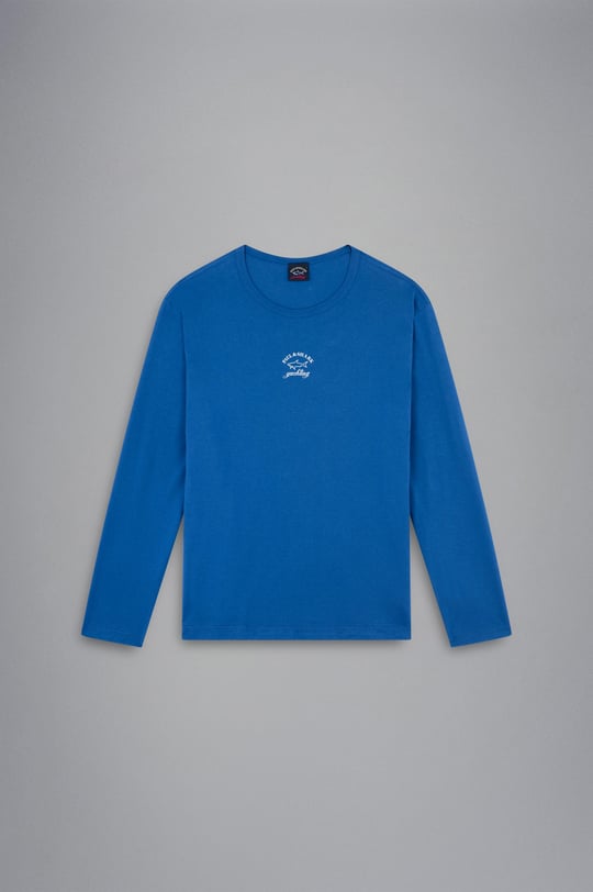 Paul Shark Paul Shark Erkek Marka Logo Detaylı Regular Fit Uzun Kollu Mavi T-Shirt 12311663-402
