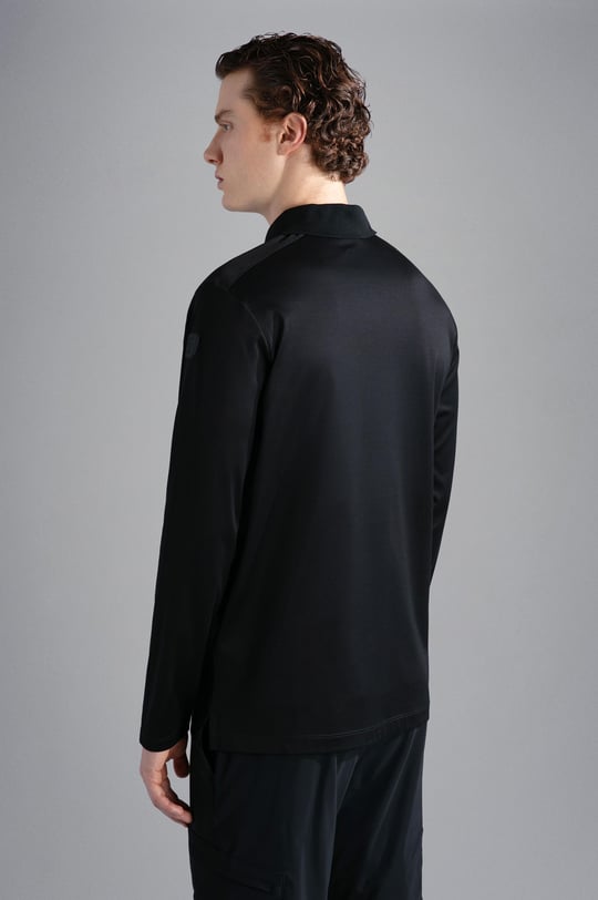 Paul Shark Paul Shark Erkek Marka Logolu Uzun Kollu Rahat Siyah Polo Yaka T-Shirt 13311705A-011
