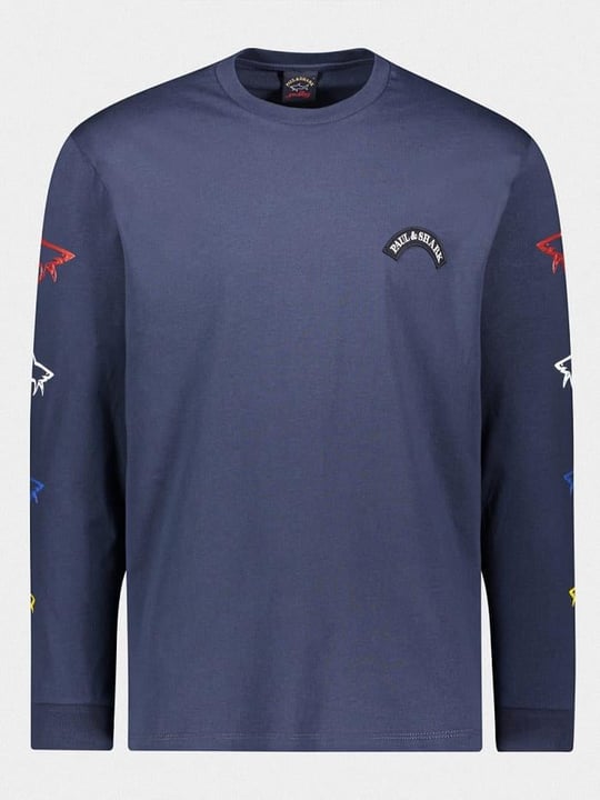 Paul Shark Paul Shark Erkek Marka Logo Detaylı Regular Fit Uzun Kollu Lacivert T-Shirt 22411587-013