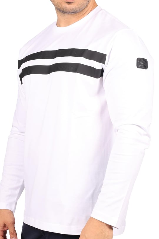Paul Shark Paul Shark Erkek Marka Logo Detaylı Regular Fit Uzun Kollu Beyaz T-Shirt 13311638-010
