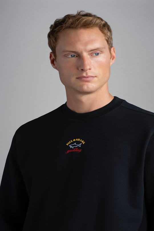 Paul Shark Paul Shark Erkek Marka Logolu Uzun Kollu Rahat Siyah Sweatshirt 13311831-011