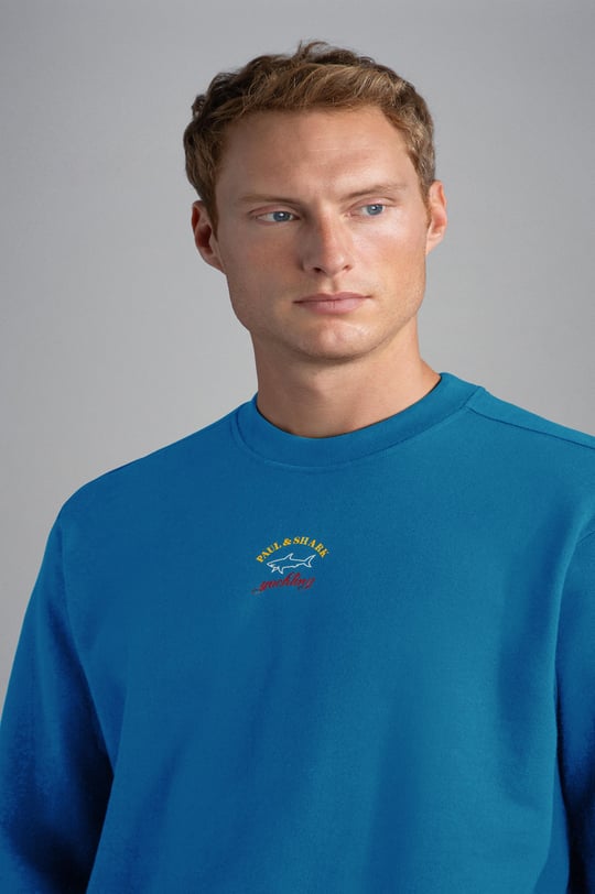 Paul Shark Paul Shark Erkek Marka Logolu Uzun Kollu Rahat Mavi Sweatshirt 13311831-402