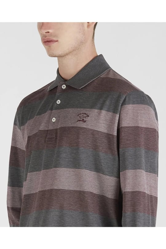 Paul Shark Paul Shark Erkek Marka Logo Detaylı Regular Fit Uzun Kollu Bordo Polo Yaka T-Shirt A20P1792-628