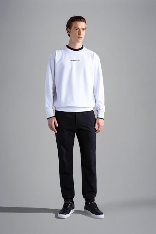 Paul Shark Paul Shark Erkek Marka Logolu Uzun Kollu Rahat Beyaz Sweatshirt 13311807-010