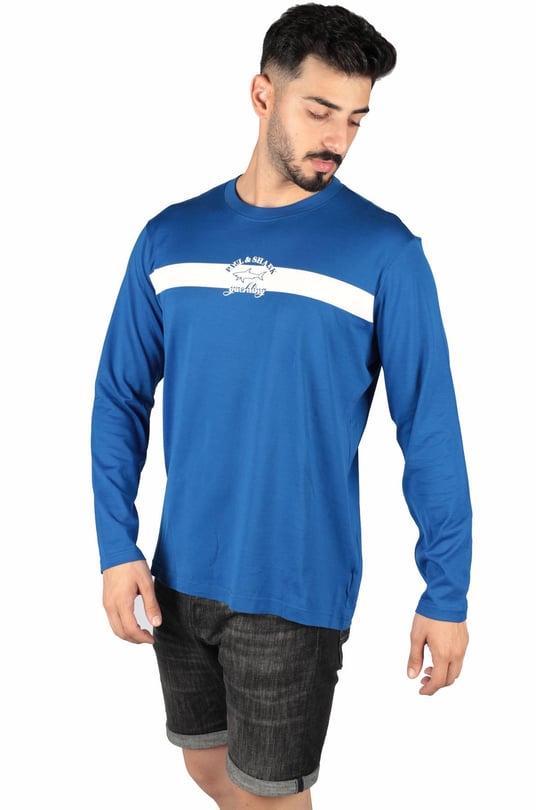 Paul Shark Paul Shark Erkek Marka Logo Detaylı Regular Fit Kısa Kollu Mavi T-Shirt A20P1689-408