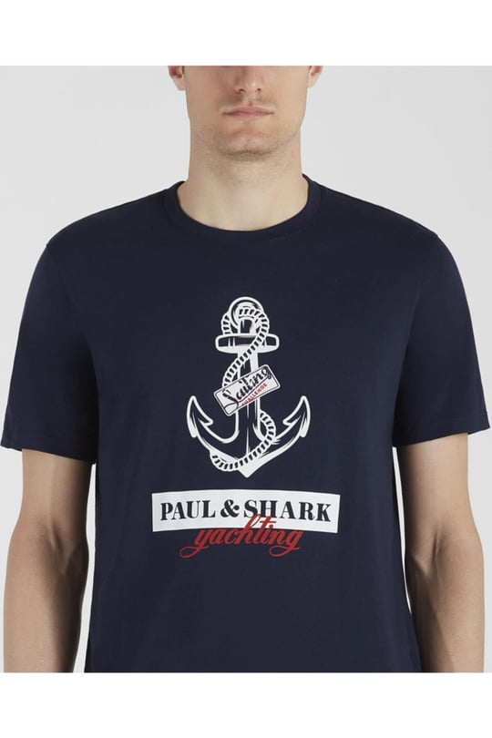 Paul Shark Paul Shark Erkek Marka Logolu Basic Bisiklet Yaka Kısa Kollu Lacivert T-Shirt 21411081-013
