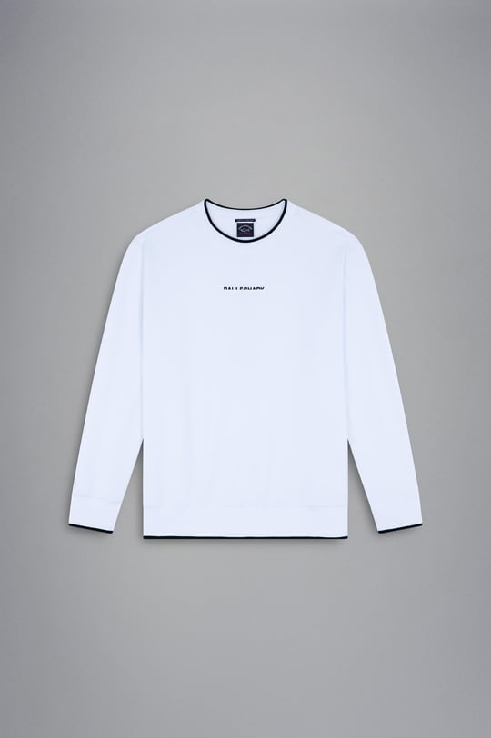 Paul Shark Paul Shark Erkek Marka Logolu Uzun Kollu Rahat Beyaz Sweatshirt 13311807-010