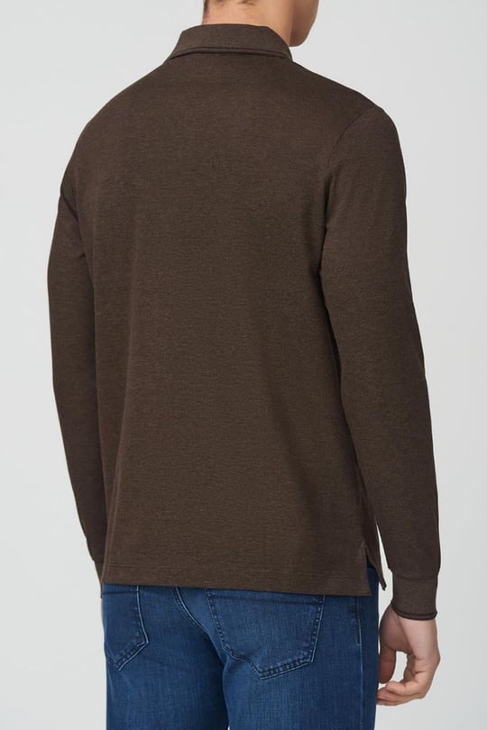 Paul Shark Paul Shark Erkek Marka Logolu Pamuklu Polo Yakalı Uzun Kollu Kahverengi Polo Yaka T-Shirt 11311723-241