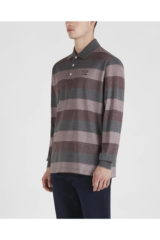 Paul Shark Paul Shark Erkek Marka Logo Detaylı Regular Fit Uzun Kollu Bordo Polo Yaka T-Shirt A20P1792-628