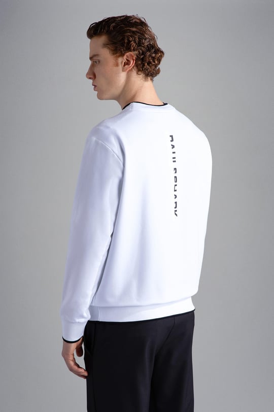 Paul Shark Paul Shark Erkek Marka Logolu Uzun Kollu Rahat Beyaz Sweatshirt 13311807-010