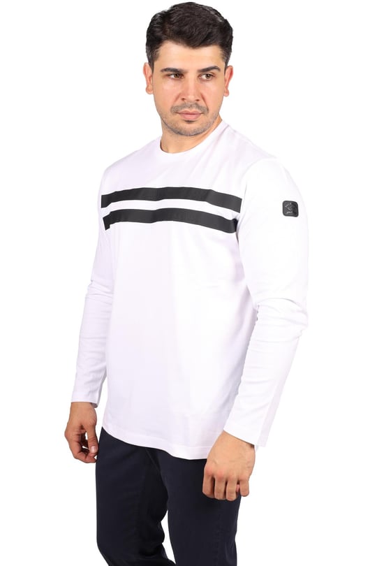 Paul Shark Paul Shark Erkek Marka Logo Detaylı Regular Fit Uzun Kollu Beyaz T-Shirt 13311638-010