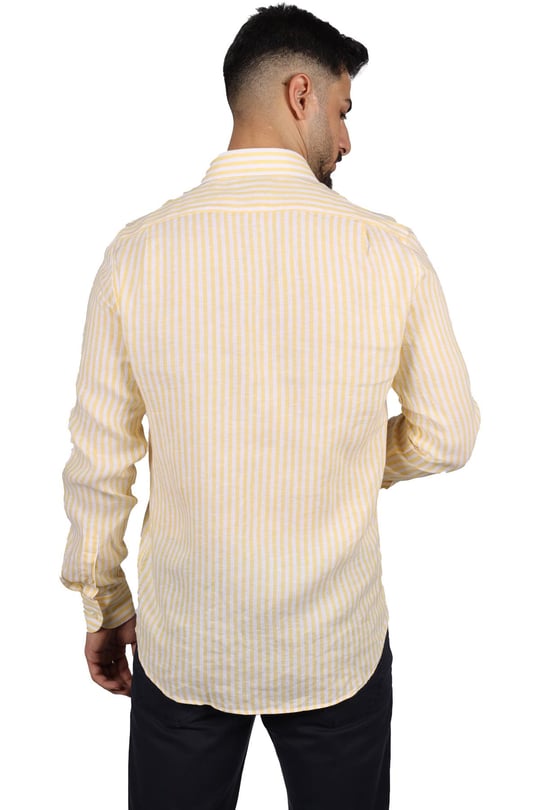 Paul Shark Paul Shark Erkek Marka Logo Detaylı Regular Fit Uzun Kollu Beyaz - Sarı Gömlek 23413252J-137