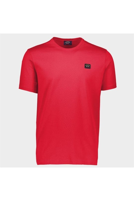Paul Shark Paul Shark Erkek Marka Logolu Pamuklu Normal Kalıp Günlük Kırmızı T-Shirt C0P1002-577