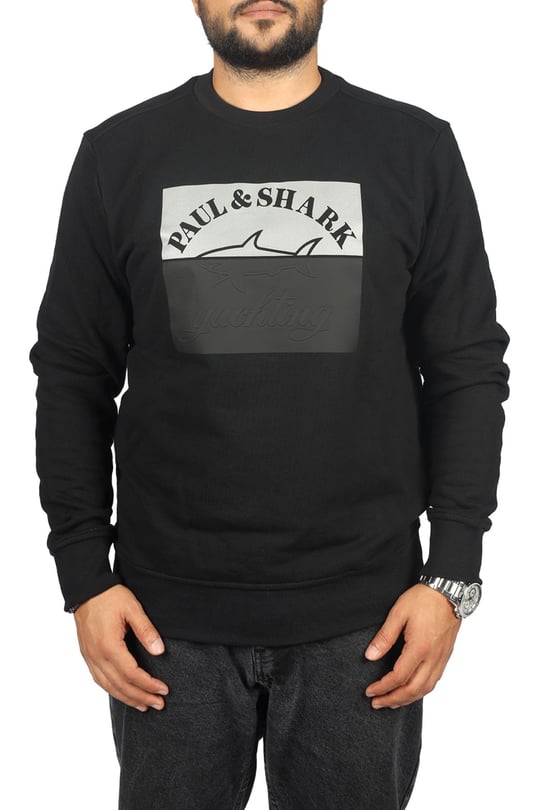 Paul Shark Paul Shark Erkek Marka Logolu Uzun Kollu Rahat Siyah Sweatshirt 13311875-011