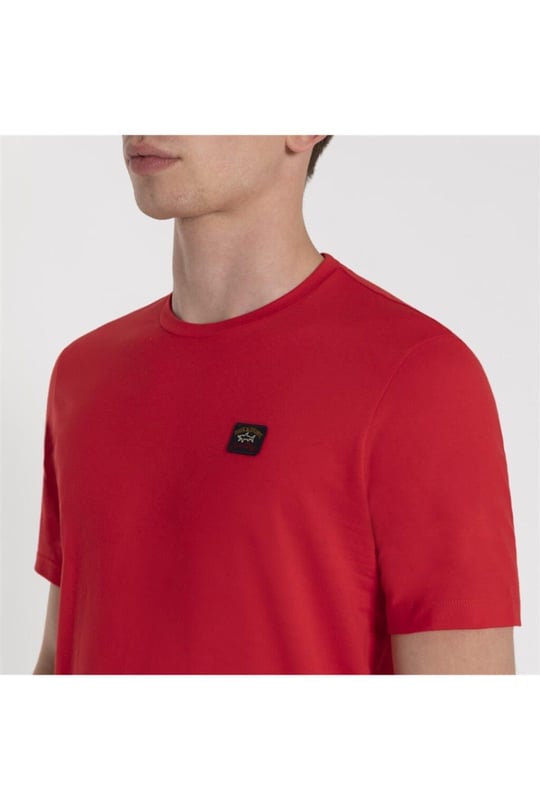 Paul Shark Paul Shark Erkek Marka Logolu Pamuklu Normal Kalıp Günlük Kırmızı T-Shirt C0P1002-577