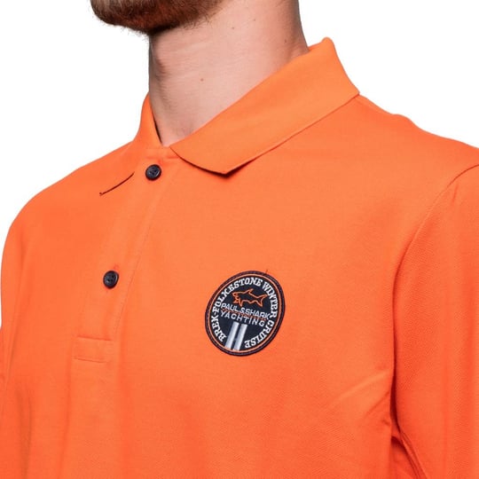 Paul Shark Paul Shark Erkek Marka Logo Detaylı Regular Fit Kısa Kollu Turuncu Polo Yaka T-Shirt E20P1334-139
