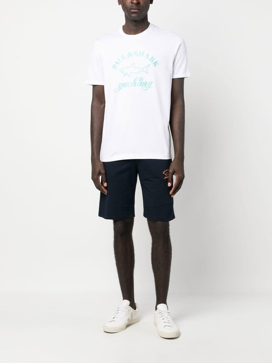 Paul Shark Paul Shark Erkek Marka Logo Detaylı Regular Fit Kısa Kollu Beyaz T-Shirt 23411015-010