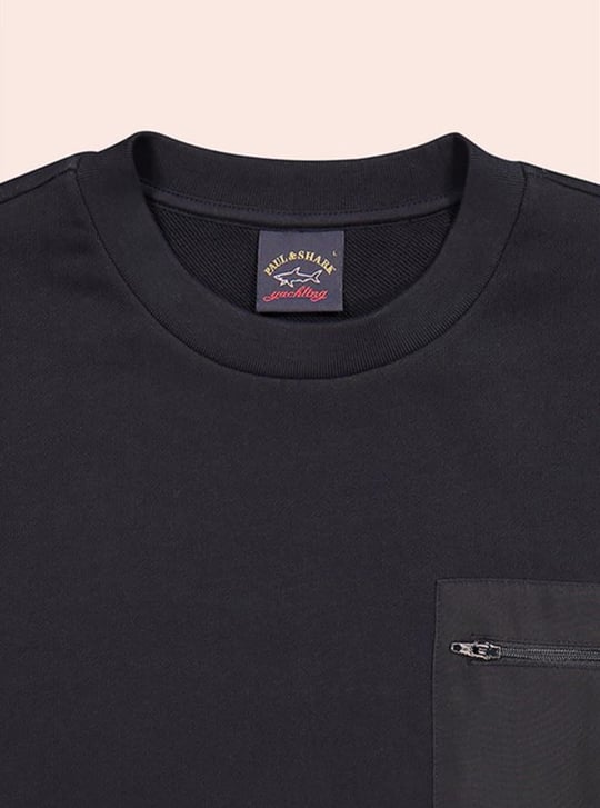 Paul Shark Paul Shark Erkek Marka Logo Detaylı Regular Fit Uzun Kollu Siyah Sweatshirt 12311821-011