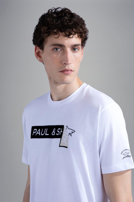 Paul Shark Paul Shark Erkek Marka Logolu Kısa Kol Yuvarlak Yaka Beyaz T-Shirt 13311635-010