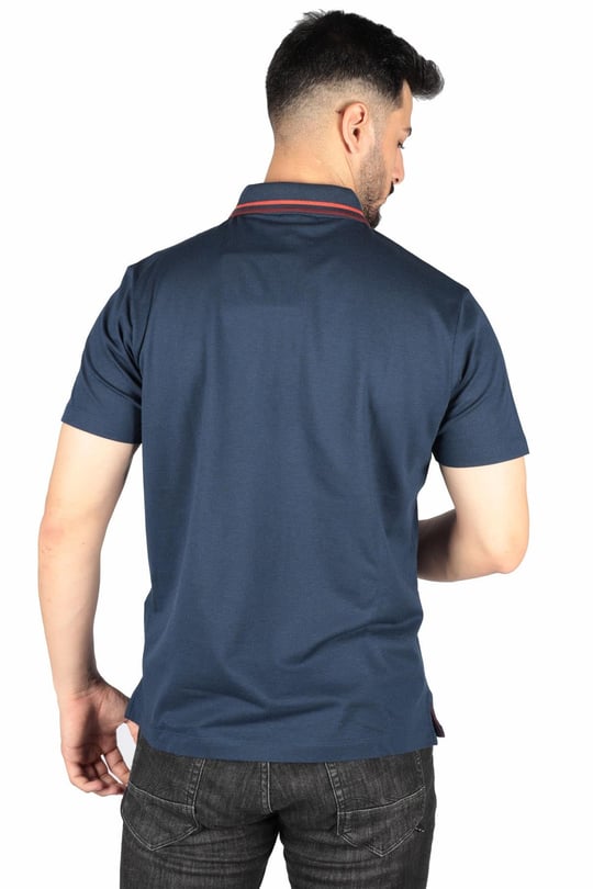 Paul Shark Paul Shark Erkek Marka Logo Detaylı Regular Fit Kısa Kollu Mavi Büyük Beden Polo Yaka T-Shirt A20P1773A-433